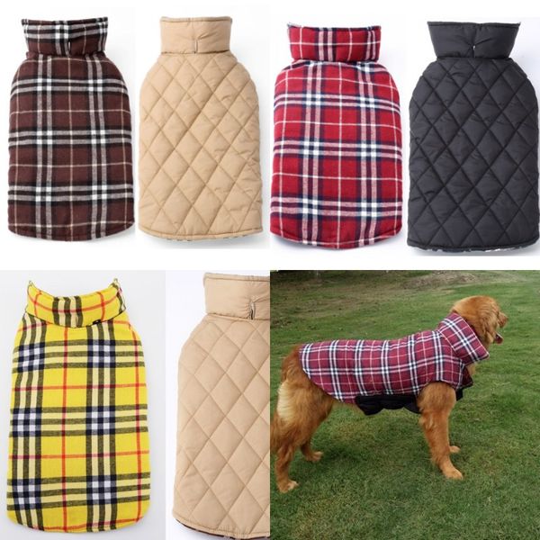

double sided jacket loose coat pet dog clothes lattice waterproof fashion supplies keep warm outer garment outdoors winter 36 5bl k2