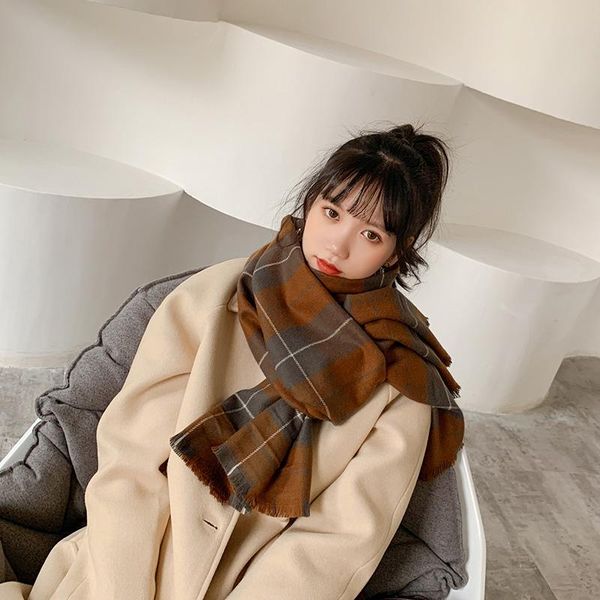 

fashion women's winter stole plaid scarves ladies cashmere scarf long wool femme foulard female winter neck scarf, Blue;gray