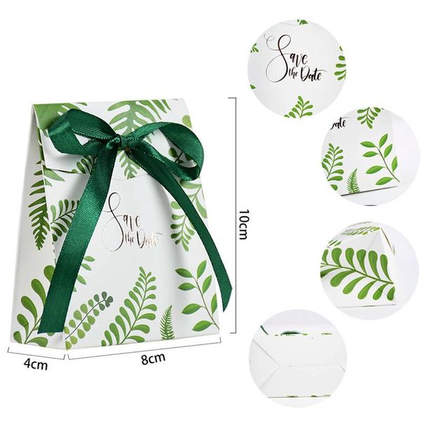 

10шт зеленые листья коробка конфет венчания бумажный мешок подарка упаковочной коробки гавайский джунглей birthday party украшение поставок