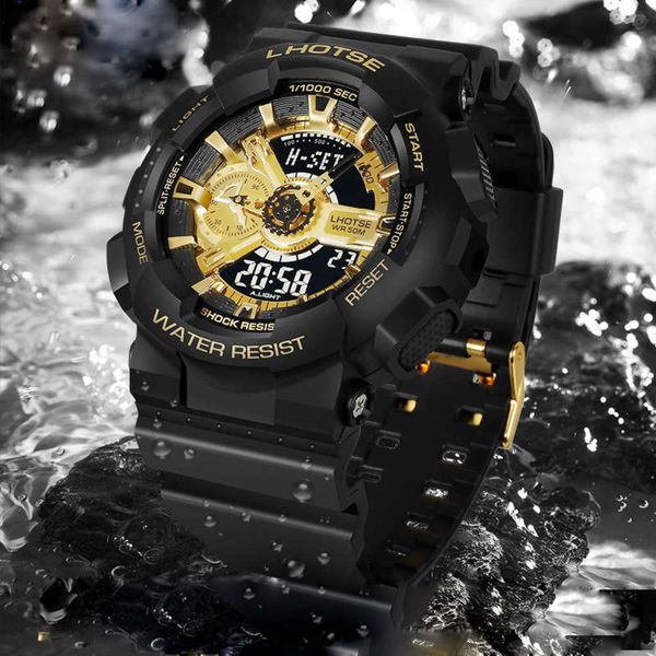 

watch multi-functional electronic sports wolf keith watch boys and girls ins fashion waterproof watch, Slivery;brown