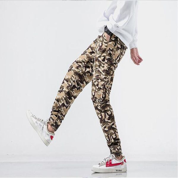 

grey yellow camouflage cargo pants men 2018 good hip hop streetwear joggers pants couple camo sweatpants 38 36 291, Black