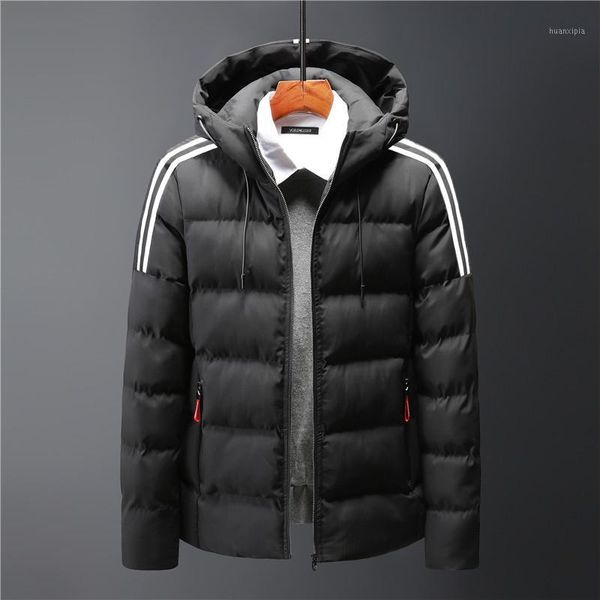 

autumn winter men casual solid color light parkas coat fashion male warm padded jacket oversize brand clothes plus size hx2441, Black