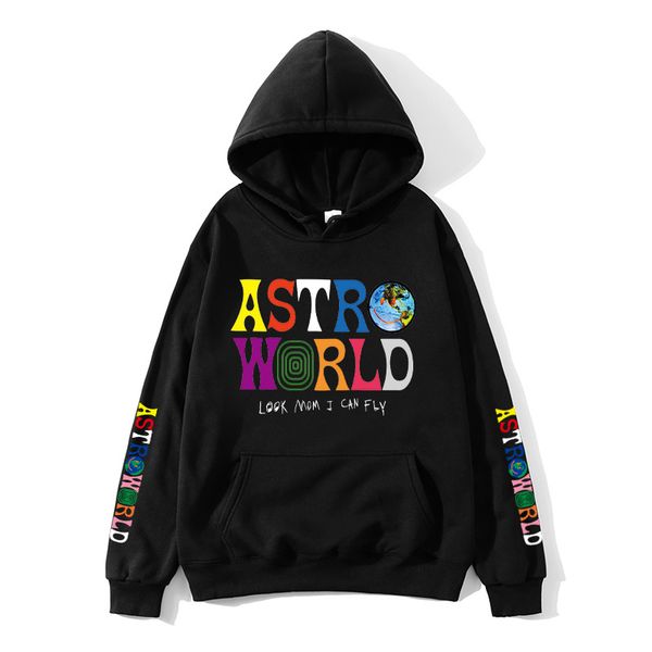 

rapper travis scott astroworld designer hip hop hoodies casual hooded sweatshirts male printed high street pullover2021, Black