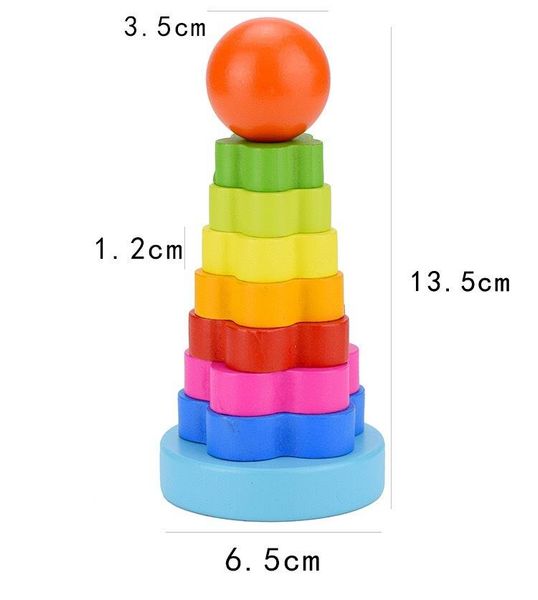 

animal rainbow stacking ring tower stapelring blocks kids montessori toys early education teaching aids wood baby toys gift zxh sqcfri
