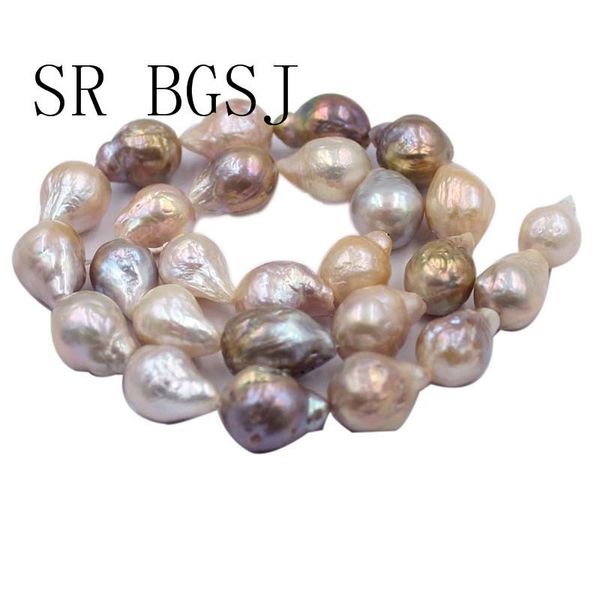

sr 10-12mm reborn tear drop edsion natural mixed gold color freshwater pearl loose beads strand 15" t200507, White