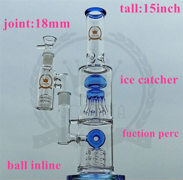 Nargile Beher Cam Su Bong ile Frited Disk Perc Heady Bubbler Mor Yeşil Boru