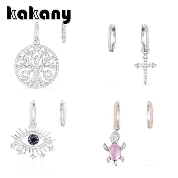 

2021 new original 1: 1 sparkling zircon with lucky eyes made of tree of life studs fashion ladies charm jewelry 857, Golden;silver