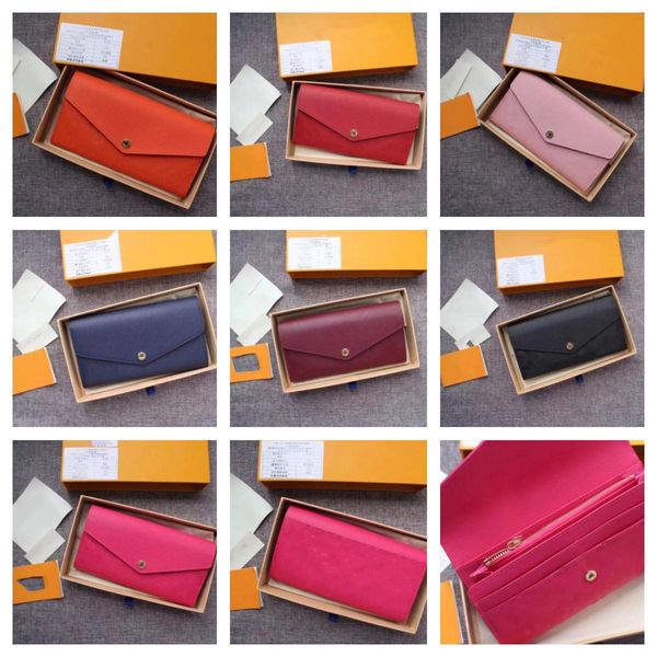 

new fashion purse handbags embossing purses vintage bag women men classic wallet style genuine leather womens wallets with box, Red;black