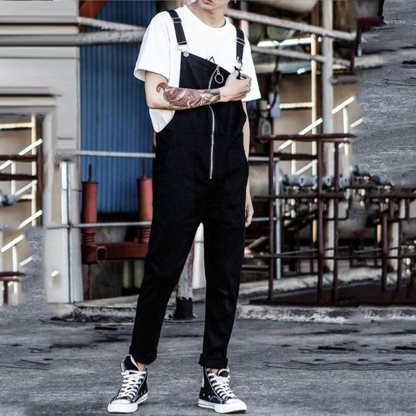 

2020 new men's one-piece suspenders korean version of slim personality casual feet pants men's tooling bib size s-xxl xxxl1, Blue