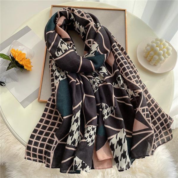 

scarves 2021 printed cotton scarf women shawl lady hijab wrap foulard warm winter spring bufanda echarpe stoles, Blue;gray