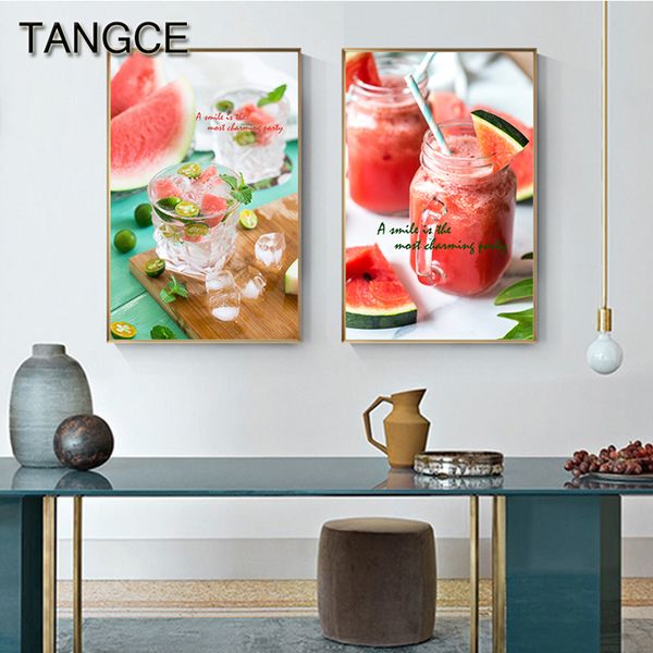 

nordic summer fruit lemon poster and print modern soda water canvas art for dessert shop restaurant dining room wall art picture