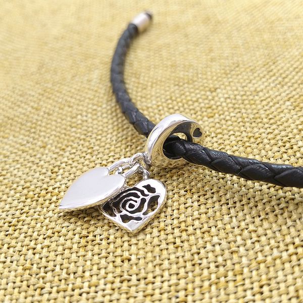 Moda 100% 925 Ayar Gümüş Takı Pandora Charm Gül Kalp Asma Kilit Dangle Boncuk Bilezikler Ile Logo Ale Bileklik Kadın Erkek Doğum Günü Hediyesi Sevgililer Günü 790086C00