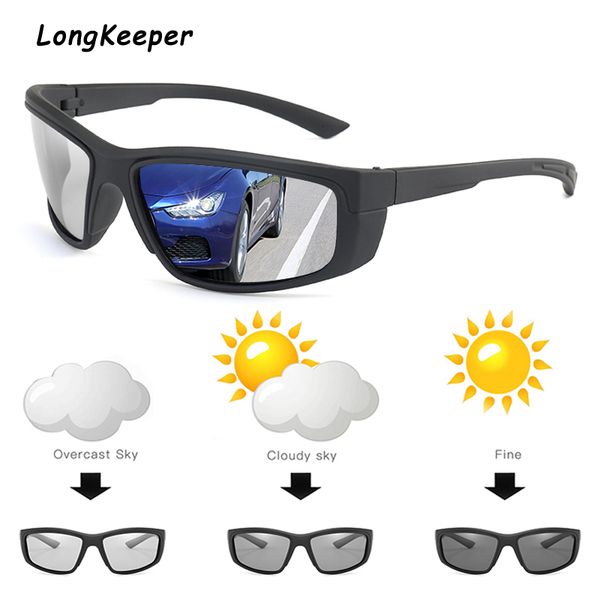 

pchromic sunglasses men polarized driving chameleon glasses male change color sunglasses day night vision driving eyewear, White;black
