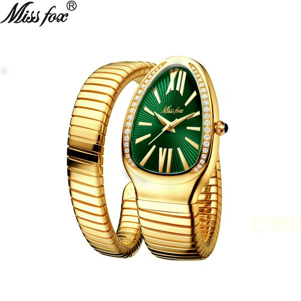 

european and american fashion high-end watch foreign trade popular style womens fashion cool snake head bracelet stainless steel diamond sna, Slivery;brown