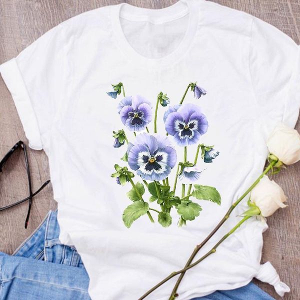 

женщины графические kawaii streetwear коротким рукавом цветочные цветочные одежда леди tees распечатать топы одежда женская футболка женская, White