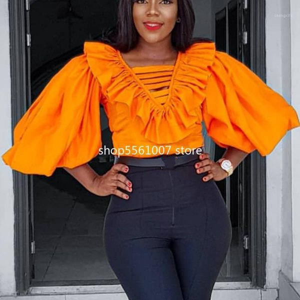 

2020 autumn fashion style women orange shirt1, White