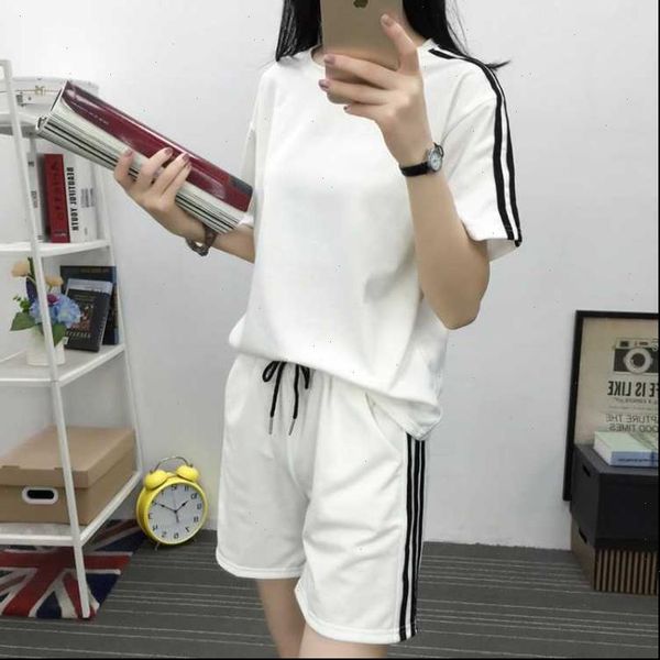 

new summer women sweatsuit tshirt shorts 2 piece set casual plus size clothes suit womens short sleeve loose sweatshirt sets, Gray