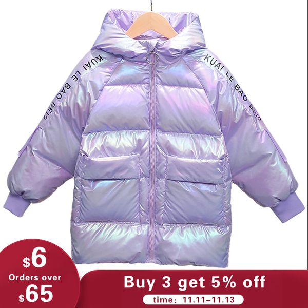 

winter children's 90% white duck long sleeve coat 2020 new boys and girls extra thick bright face down jacket, Blue;gray