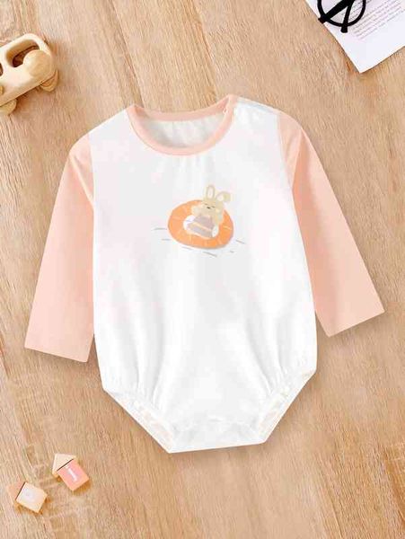

baby cartoon graphic contrast sleeve bodysuit she, Blue