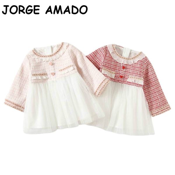 

2020 autumn new baby girl dress pink red plaid long sleeve fall dress kids dresses for girls kids clothes 1-4t e9566, Red;yellow