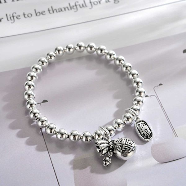 

new nafu simple fashion silver beaded pendant bracelet