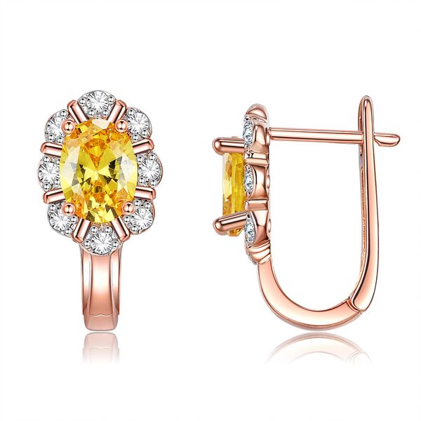 

new product ear buckle earrings women's fashion and popular petal yellow zirconium earrings european and american sources wholesale kzc, Golden