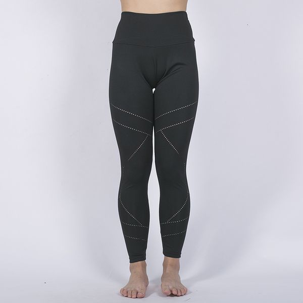

sports hollow out yoga pants tight outdoor fitness leggings female, Black