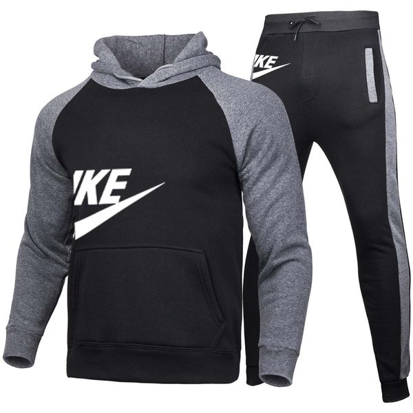 

wholesale sportswear designer hoodie sweatshirt black white autumn and winter jogging sportswear men's warm sportswear plus size suit, Gray