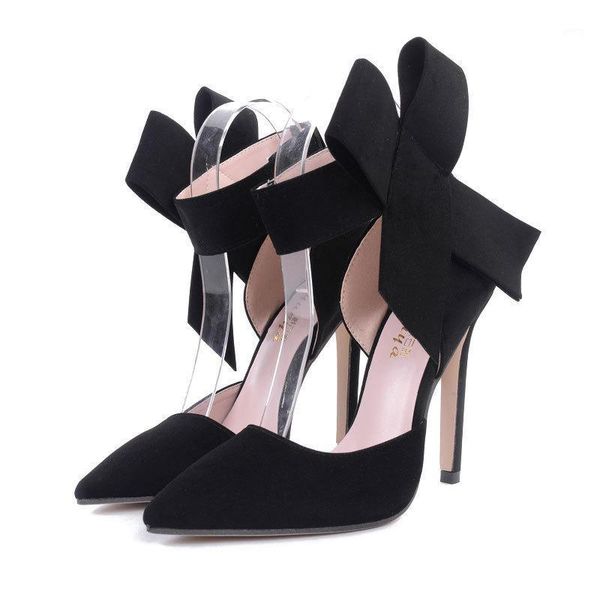

new spring summer fashion big bow pointed toe high heels sandals shoes woman ladies wedding party pumps dress shoe iok81, Black