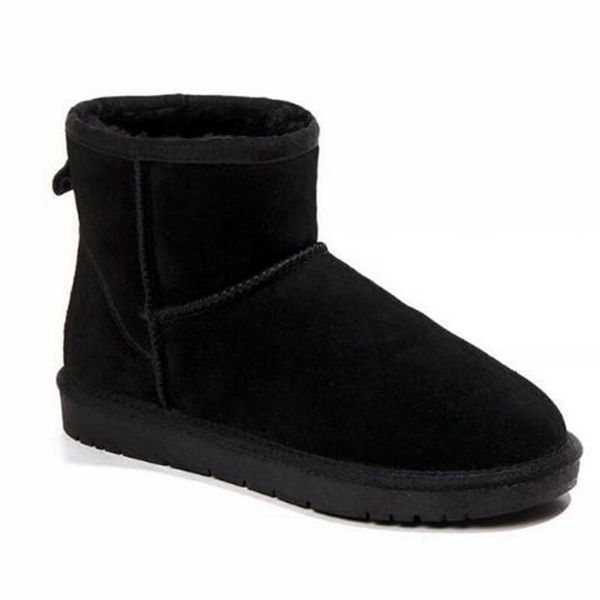 

new winter snow boots women black ankle boots 2020 leather boots flat internal thick plush keep warm big size 35-44201103
