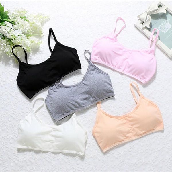 

sorts bra fitness yoga pure cotton solid color girl sling vest student anti-light development period girl vest l73751, White;black