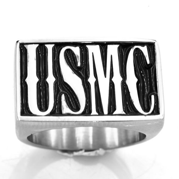 

fanssteel personalized custom made stainless steel mens wemens jewelry usmc 4 letters numbers initials alphabet name ring customized gift, Silver