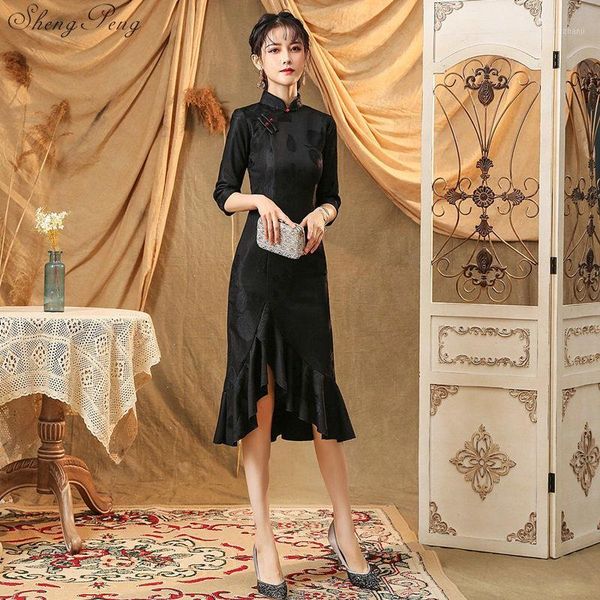 

2019 modern cheongsam women short lace qipao chinese dress qi pao party vintage ao dai elegant dress improve v18331, Red