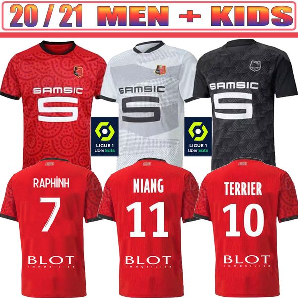 

thailand rennes soccer jersey 2020 2021raphinha niang terrier j.martin stade rennais fc bourigeaud home away men kids kit football shirts, Black;yellow