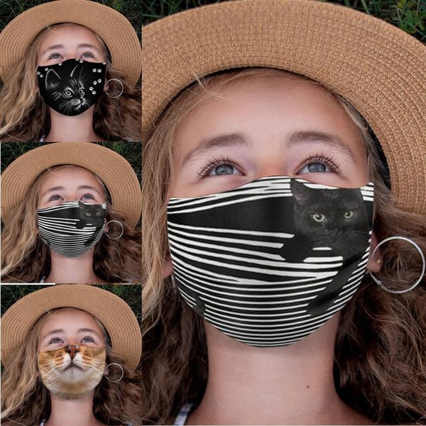 

boys face and girls outdoor funny cat print dust-proof mask men mascarilla washable reusable mouth cover mondkapjes