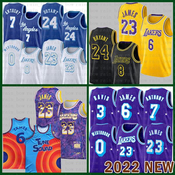 

2022 new los basketball jersey angeles s-xxl lakeres lebron 23 6 james russell 0 westbrook carmelo 7 anthony anthony 3 davis brown, Black;red