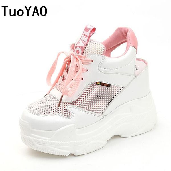

new summer women sneakers mesh casual platform trainers shoes 11cm heels spring wedges breathable woman height increasing shoes 1020, Black;white