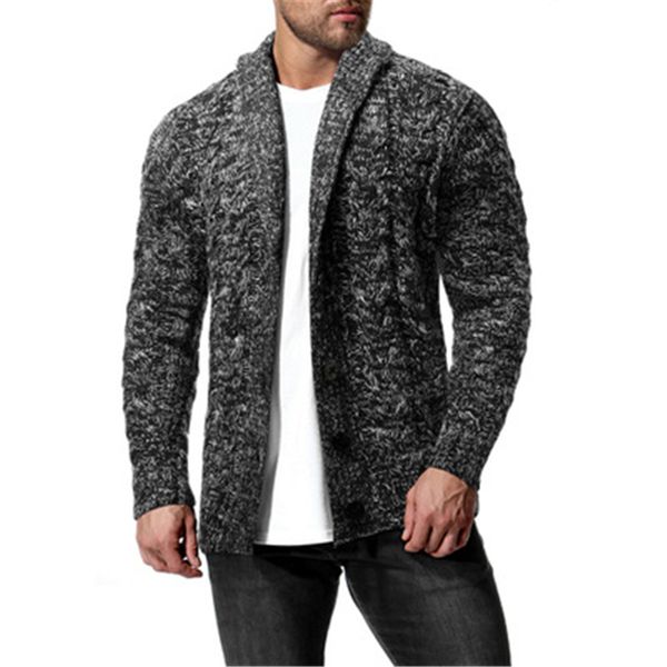 

mens slim knitting sweaters fashion trend long sleeve cardigan pile collar sweaters coat male spring new solid color casual pullover sweater, White;black