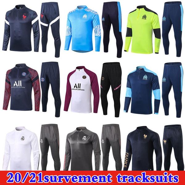 

2020 2021 real madrid men football training suits marseille paris mbappe survetement soccer tracksuit maillots de foot chandal kit, Black