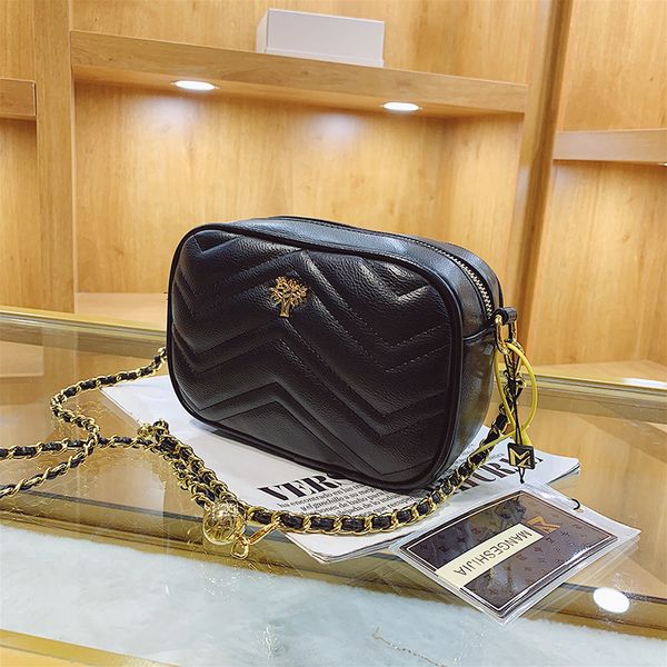 

wholesale factory ladies leathers shoulder bags classic retro sewing chain bag street fashion striped handbag joker solid color leather fash