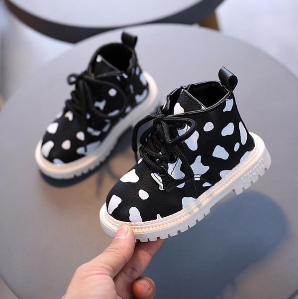 

2020 зимних детская обувь для мальчиков девочек моды microfiber кожа младенца мартин сапоги мягкого non скольжению zip теплого плюшевые kids, Black