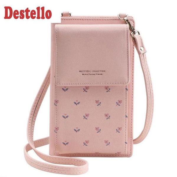 

fashion pu women shoulder bags ladies purse long mobile phone bag printing multi-functional student wallet girls crossbody bag