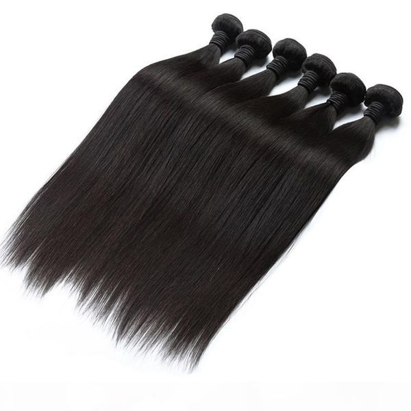 

elibess hair-brazilian virgin human hair bundles straight wave 50g bundle 5 bundles human hair extensions, Black