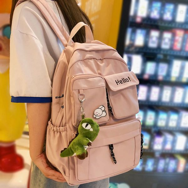 

girl student cute backpack embroidery college book fashion school bag lady kawaii backpacks mesh nylon women bag female new c1223