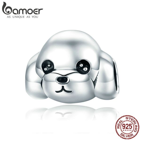 

bamoer 100% 925 sterling silver adorable animal poodle dog charm beads fit women charm bracelets & necklaces diy jewelry scc837 y200918, Bronze;silver