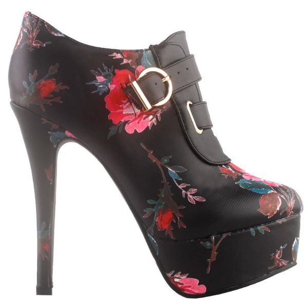 

lf80879 show story elegant red black the plum blossom buckle platform stiletto ankle bootie boot