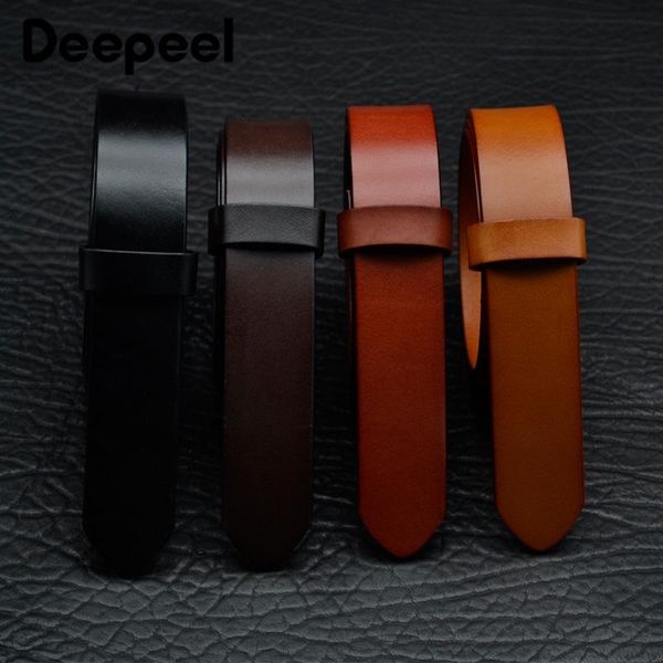 

deepeel 1pc 3.4*110-125cm men's layer cowskin belt body deep color genuine band luxury leather craft accessories with jeans, Black;brown