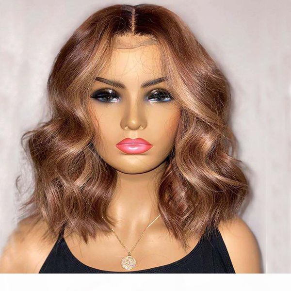 

bob wavy highlight human hair 360 lace front wigs malaysia brown remy hair 13x4 lace front full lace wigs for women, Black