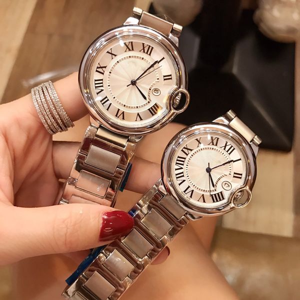 

luxury couple watch classic leisure quartz watch designer watch stainless steel strap couple business sports watches ladies gift 631, Slivery;brown
