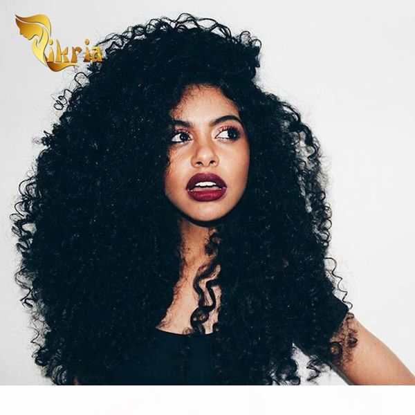 

full lace human hair wigs deep curly peruvian malaysian indian brazilian virgin hair lace front wigs for black women, Black;brown